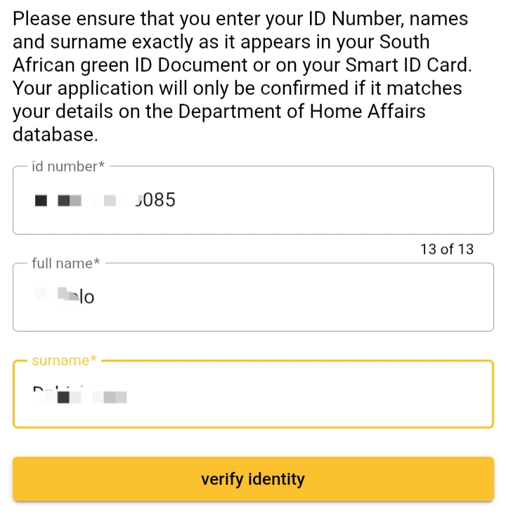 Entering personal details to finalize the SASSA SRD application.
